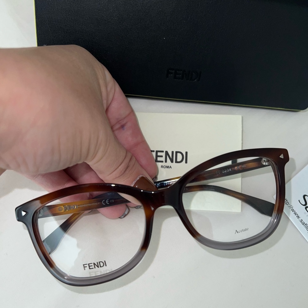 Fendi Havana Grey Eyeglasses, NWT & Case